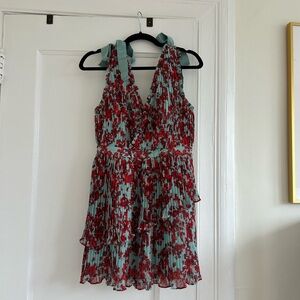 La Maison Tallulah Elegant Red and Blue Patterned Dress